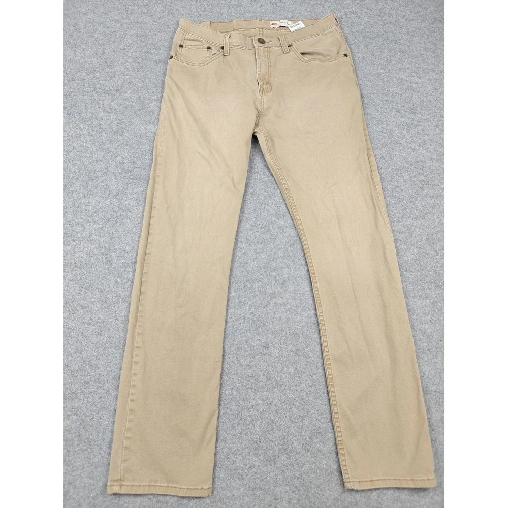 Wrangler Jeans Mens 32x32 Beige Light Wash Slim Straight Stretch Denim Pants